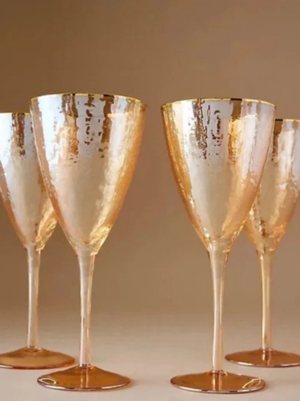 Anthropologie Zaza Honey Luster Wine Glasses New In Box 1 Set Of 2 Glasses